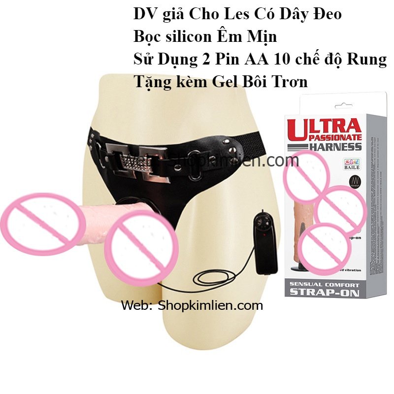 DV Giả Có Dây Đeo – Dành Cho Les, 10 Chế Độ Rung, Silicon Mềm Mịn