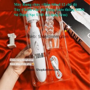 Máy Rung Chày + Đầu Silicon 12 Chế Độ – Tùy Chỉnh Auto Thông Minh, Sạc USB (Có Tặng Kèm)