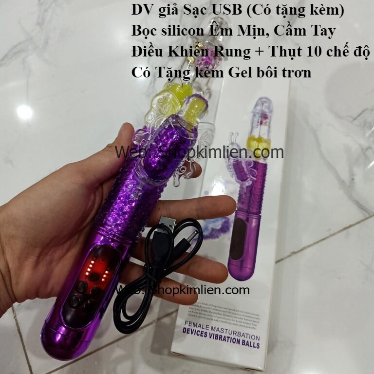 DV Giả Sạc USB Bọc silicon êm mịn, cầm tay dễ dàng Điều khiển rung và thụt với 10 chế độ linh hoạt