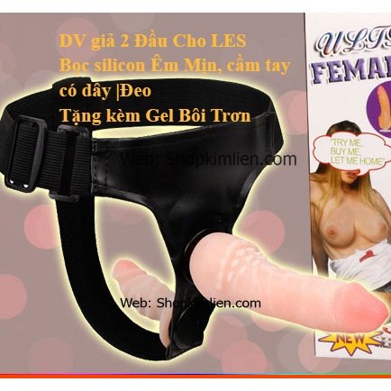 DV Giả 2 Đầu Cho LES – Có Dây Đeo, Silicon Mềm Mịn, Tặng Kèm Gel Bôi Trơn